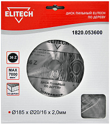 Диск пильный 185х20/16 36зуб 1820.053600