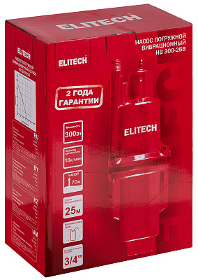 Насос погружной вибрационный ELITECH НВ 300-25В 300Вт, 70м, 1080л/ч - фото 10