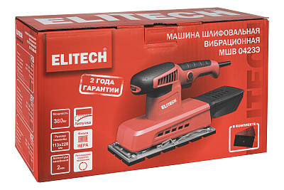 Шлифмашина вибрационная ELITECH МШВ 0423Э 380Вт, 113х228мм - фото 12