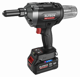 Пистолет заклепочный акк. ELITECH HD CRG 2063BL 20В, 6,4мм, 1х4Ач