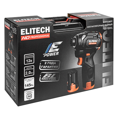 Винтовёрт аккумуляторный прямой ELITECH HD CS 1201L 12В, 145Нм, 2х2Ач - фото 17