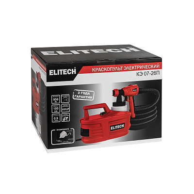 Краскопульт ELITECH КЭ 07-26П 950Вт, 100DIN, 0,9л/мин - фото 13